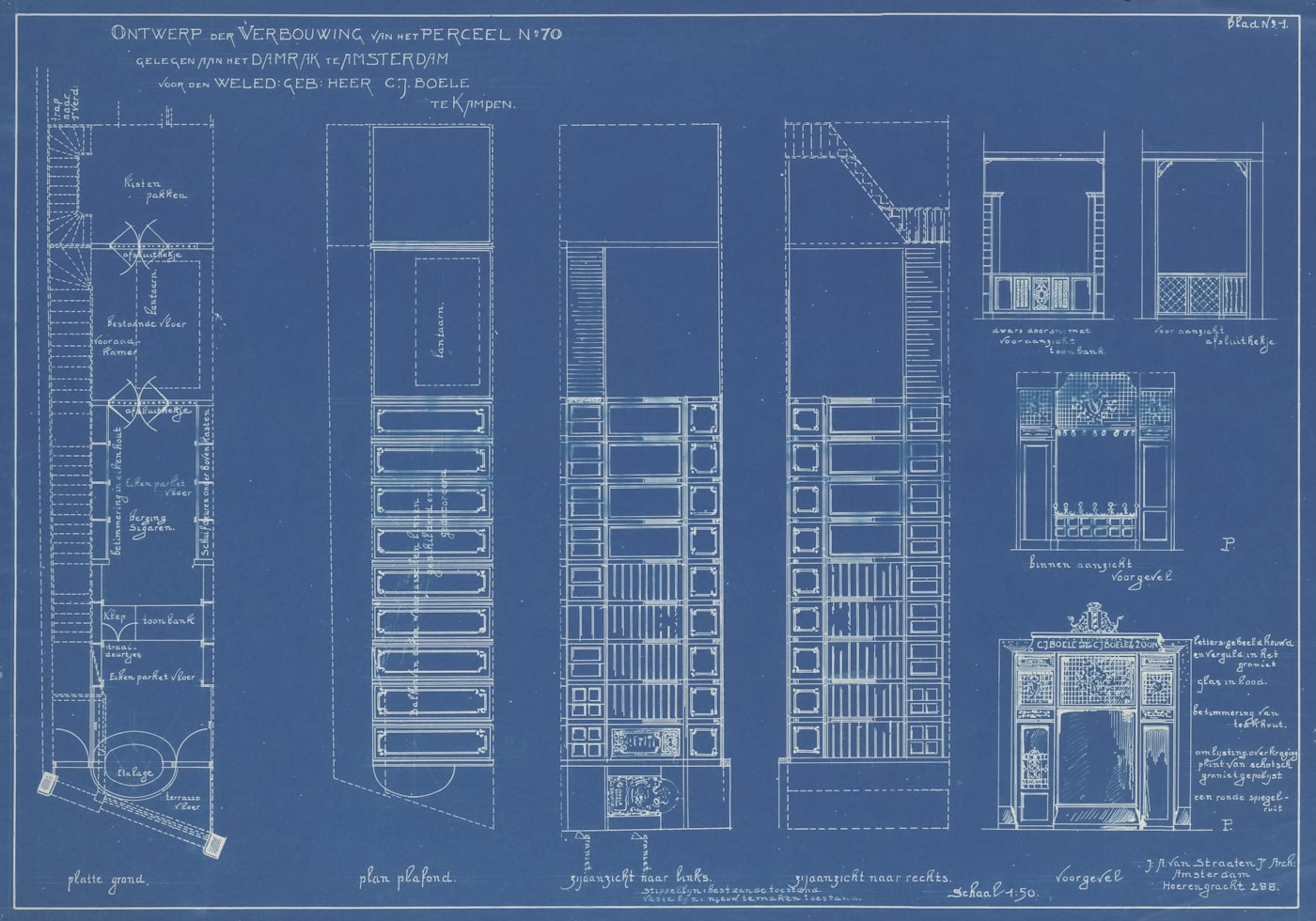 Architectural blueprint and residential building model